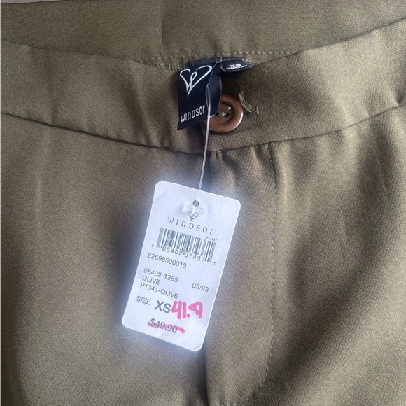 Windsor Olive Keep It Cool Wide-Leg Cargo Trouser Pants XS NEW! - Picture 7 of 9